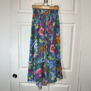 Rachel Floral Maxi Skirt - Blue and Orange